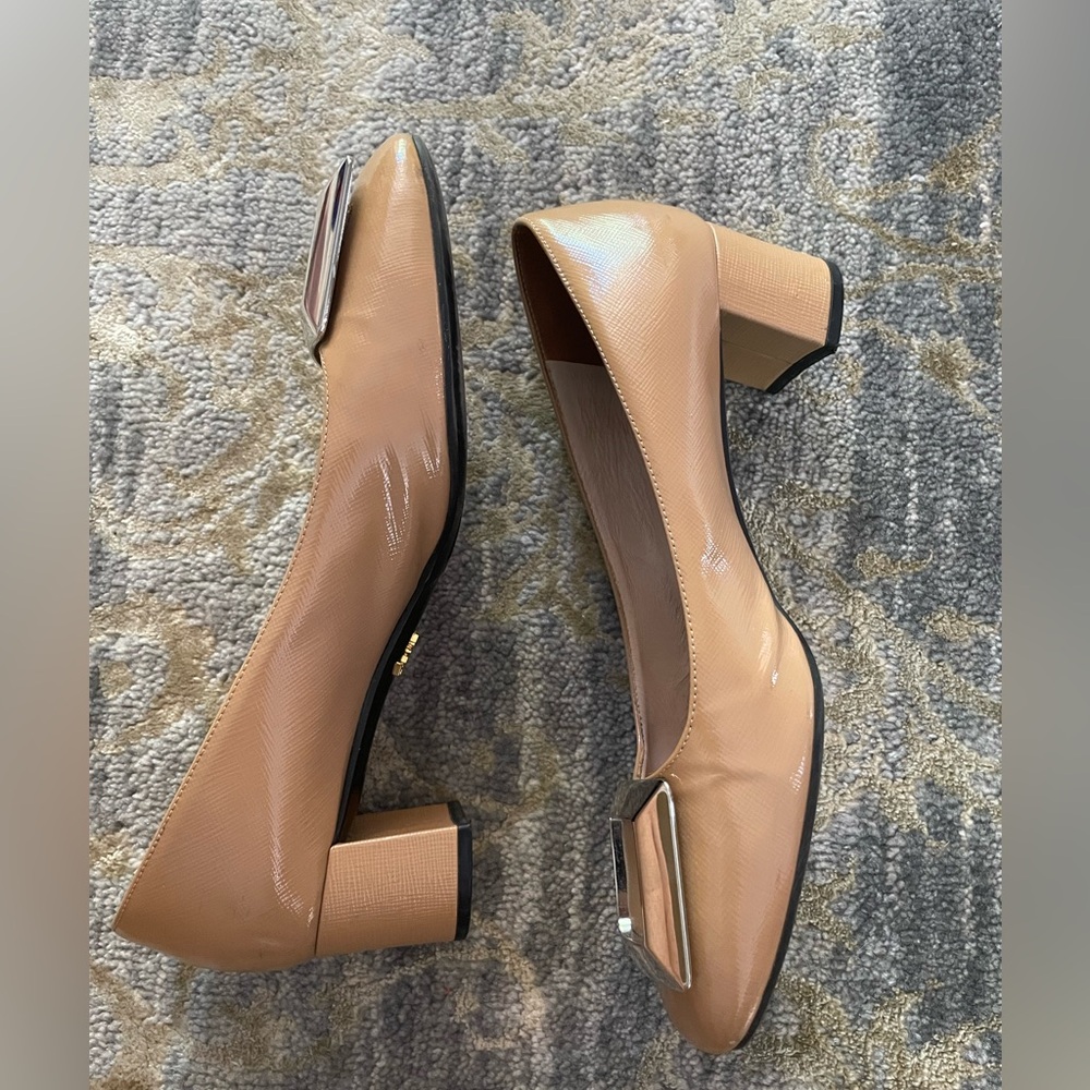Authentic Prada Rose-Nude Patent Leather Block Heels (36) - Picture 6 of 10